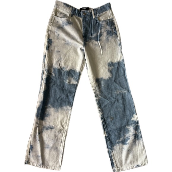 NWT Jaded London Cloud Print Boyfriend Jeans White Blue Denim Streetwear W28 - Picture 1 of 10